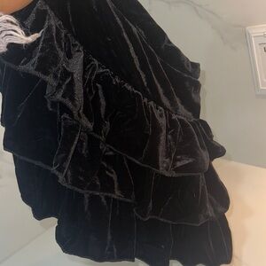 Chaser Black Velvet Ruffle Skirt